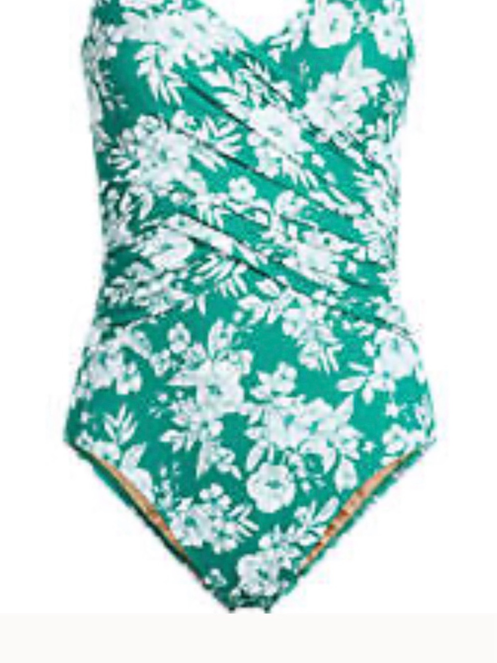 Lands' End Slendersuit Emerald /white Romantic Green Floral One-Piece Swimsuit